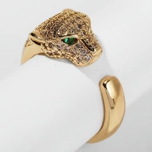 Copper Zircon Open Leopard Ring 18K Gold Plated Size 6